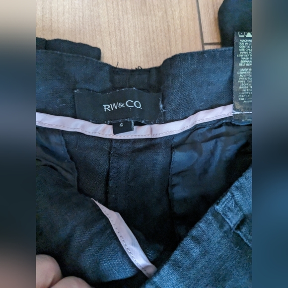 RW&CO. Pure Linen Wide Leg Medium Rise Charcoal Gray Pants Size US 4 - Picture 5 of 9